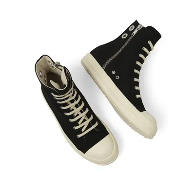 Rick Owens Drkshdw Men's Gimp Eyelet Sneaks Sneakers In Black/milk