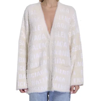 Balenciaga Wool Blend Jacquard Cardigan With V-neckline