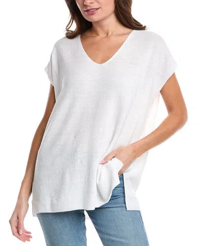 Eileen Fisher V-neck Linen-blend Tunic In White
