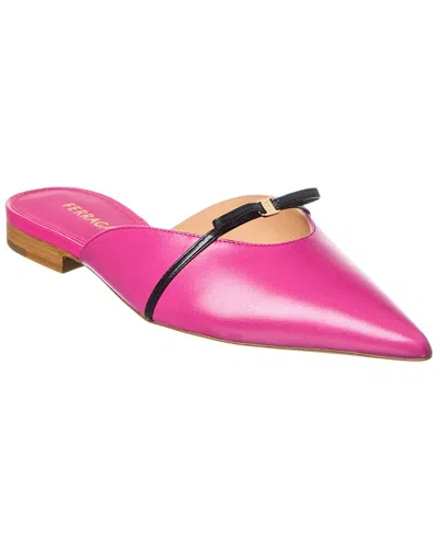 Ferragamo Bow Mini Leather Mule In Pink