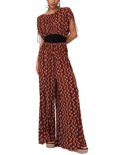 Diane Von Furstenberg Andra Mesh Jumpsuit In Tiny Chain Spots Brown In Brown