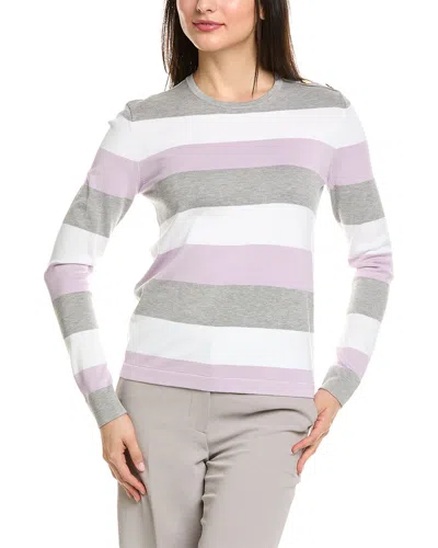 St John St. John Candy Stripe Sweater In Grey