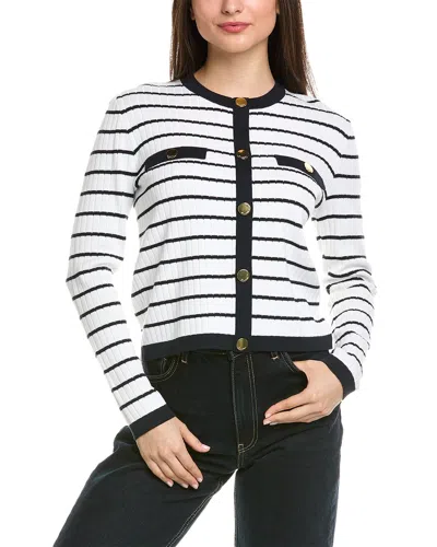 St John St. John Bengal Stripe Knit Sweater In White