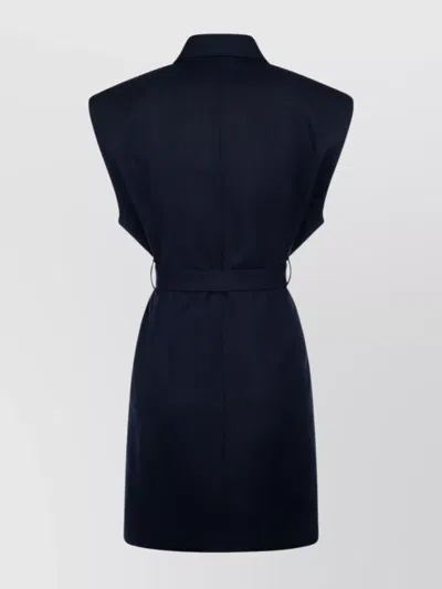 Prada Waist Belted Notched Lapel Sleeveless Knitwear In Black