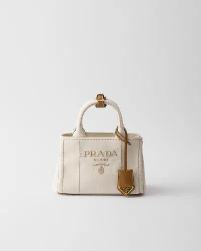 Prada Jardiniere Linen Blend Mini-bag In Beige