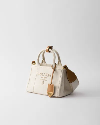 Prada Jardiniere Linen Blend Mini-bag In Beige