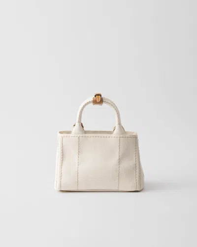 Prada Jardiniere Linen Blend Mini-bag In Beige