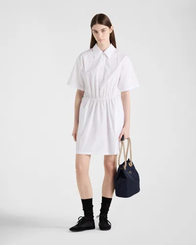 Prada Abito Chemisier In Popeline Bianco Donna In Weiss