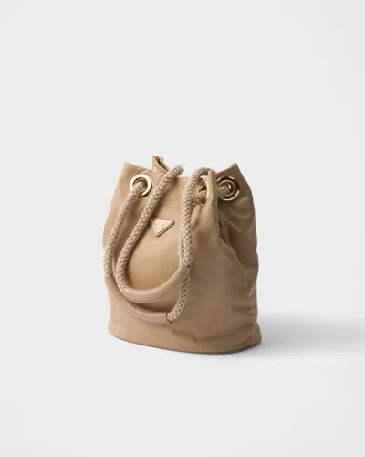Prada Mariner Small Bucket Bag In Camel Renylon In Kamelbraun