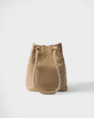 Prada Mariner Small Bucket Bag In Camel Renylon In Kamelbraun