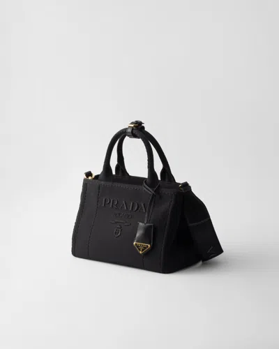 Prada Women's Jardiniere Small Cotton Canvas Top Handle Bag In Schwarz