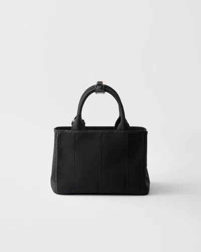 Prada Women's Jardiniere Small Cotton Canvas Top Handle Bag In Schwarz