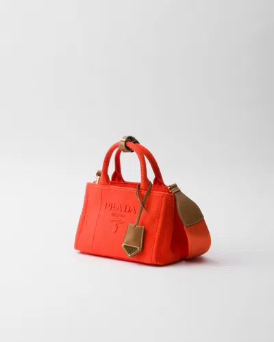 Prada Mini-handtasche Aus Baumwoll-canvas In Orange