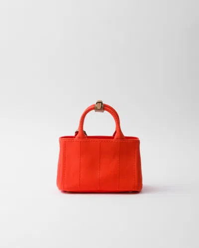 Prada Mini-handtasche Aus Baumwoll-canvas In Orange