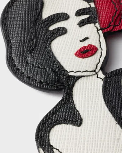 Prada Namensschild Aus Saffiano Und Krokodilleder In Feuerrot