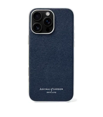 Aspinal Of London Leather Iphone 16 Pro Max Case In Navy