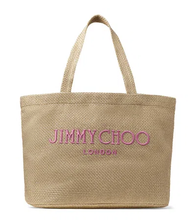 Jimmy Choo Logo-embroidered Tote Bag In Neutral