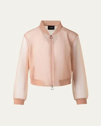 Akris Taide Techno Stretch Tulle Bomber Jacket In Seashell