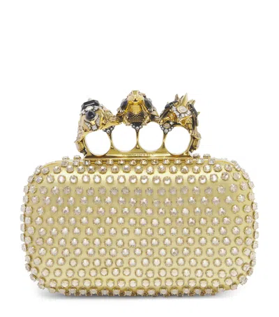 Alexander Mcqueen Crystal Bosch Knuckle Clutch Bag In Metallic