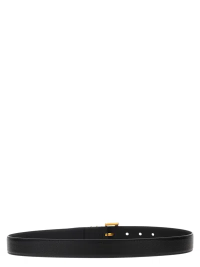 Saint Laurent Cassandre Belt With Square Buckle In Black