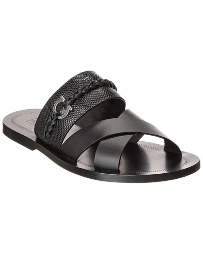 Ferragamo Man Sandals Black Size 8.5 Leather