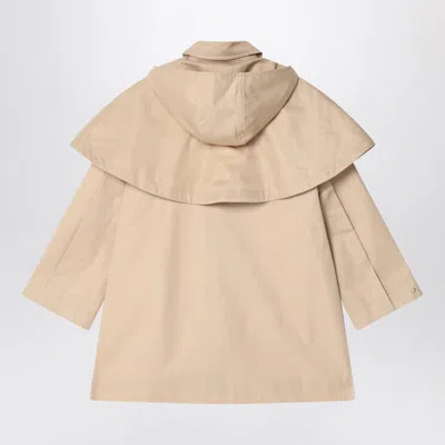 Chloé Kids Caped Cotton Gabardine Trench Coat In Beige