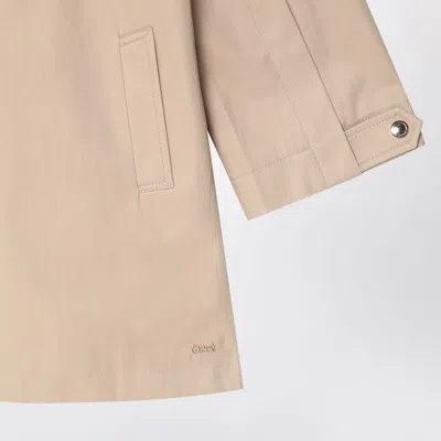 Chloé Kids Caped Cotton Gabardine Trench Coat In Beige