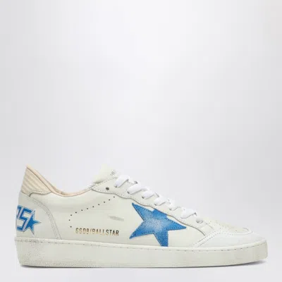Golden Goose Deluxe Brand Low-top White Leather Sneakers With Blue Star Accent In White