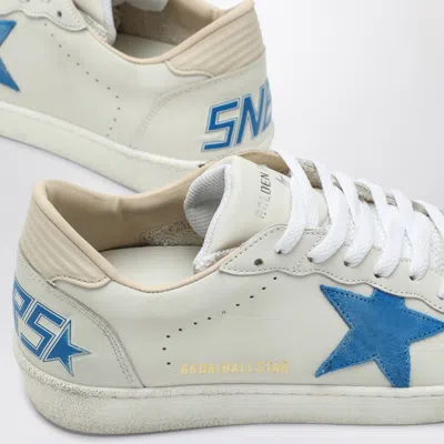 Golden Goose Deluxe Brand Low-top White Leather Sneakers With Blue Star Accent In White