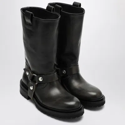 Golden Goose Kurt Boots In Black Leather With Buckle In Black