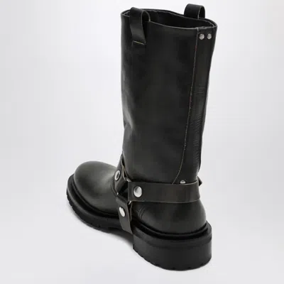 Golden Goose Kurt Boots In Black Leather With Buckle In Black