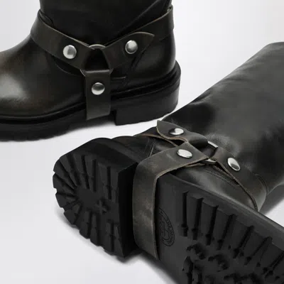 Golden Goose Kurt Boots In Black Leather With Buckle In Black