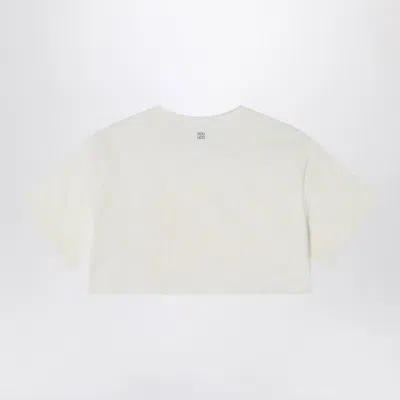 Douuod Ivory Cropped T-shirt In Cotton In White