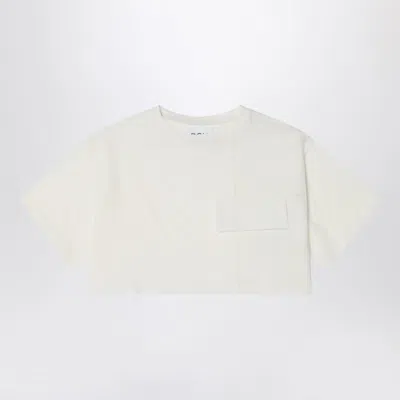 Douuod Ivory Cropped T-shirt In Cotton In White