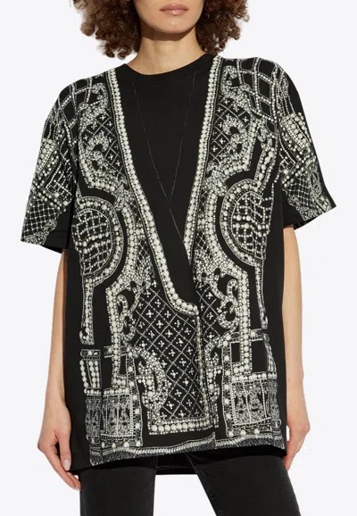 Balmain Oversized Printed T-shirt In Black