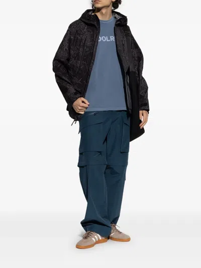 Woolrich Light Garment Dyed T-shirt With Logo In Blue