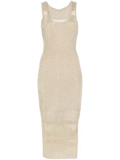 Patrizia Pepe Lurex Midi Dress In Gold