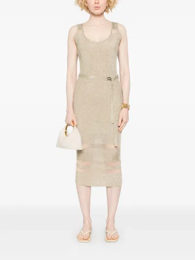 Patrizia Pepe Lurex Midi Dress In Gold