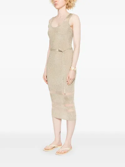 Patrizia Pepe Lurex Midi Dress In Gold