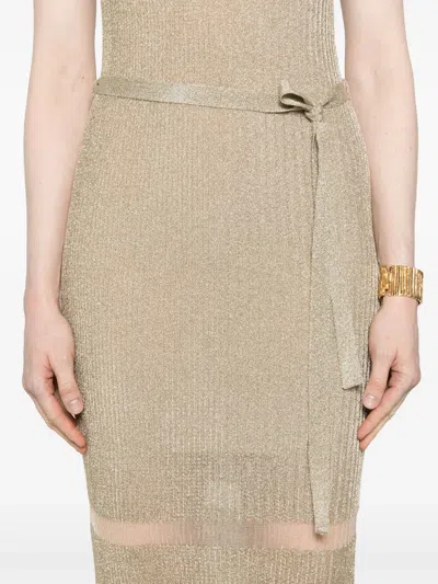 Patrizia Pepe Lurex Midi Dress In Gold