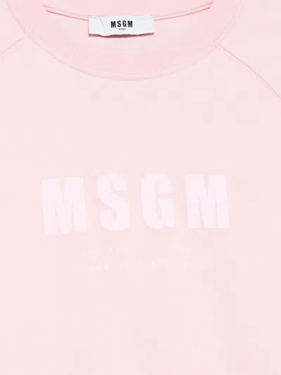 Msgm Logo-print Sweatshirt In Pink