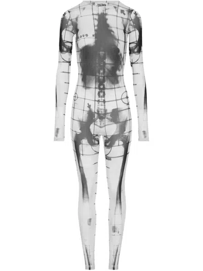 Jean Paul Gaultier Squeletor-print Jumpsuit In White