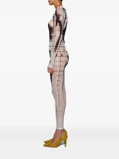 Jean Paul Gaultier Squeletor-print Jumpsuit In White