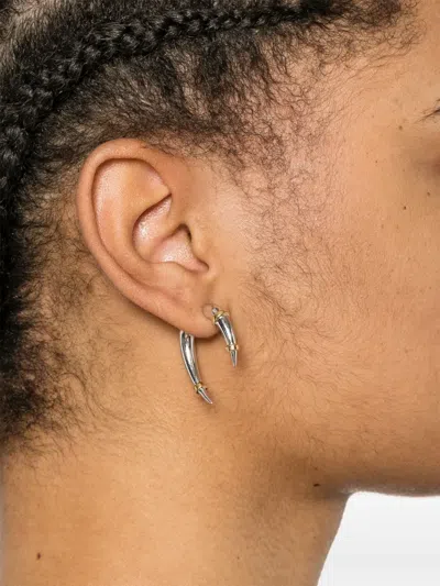 Rainbow K 14k Yellow And White Gold Horn Single Earring In Silver