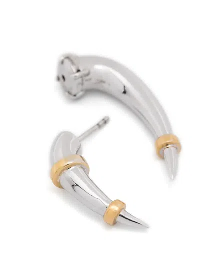 Rainbow K 14k Yellow And White Gold Horn Single Earring In Silver
