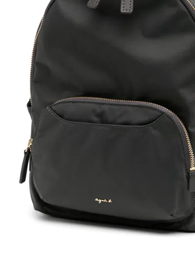 Agnès B. Logo Lettering Backpack In Grey