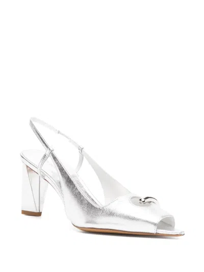 Tory Burch 75mm Pierced Peep-toe Pumps In Silver