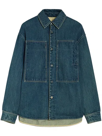 Jil Sander Denim Jacket Featuring Chest Pocket And Contrast Stitching In Blue