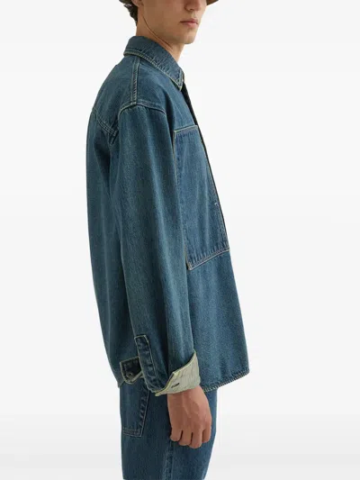 Jil Sander Denim Jacket Featuring Chest Pocket And Contrast Stitching In Blue