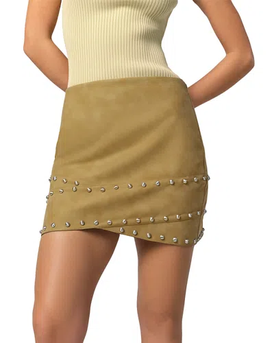 Apparis Bullet Crossover Studded Faux Suede Miniskirt In Sepia